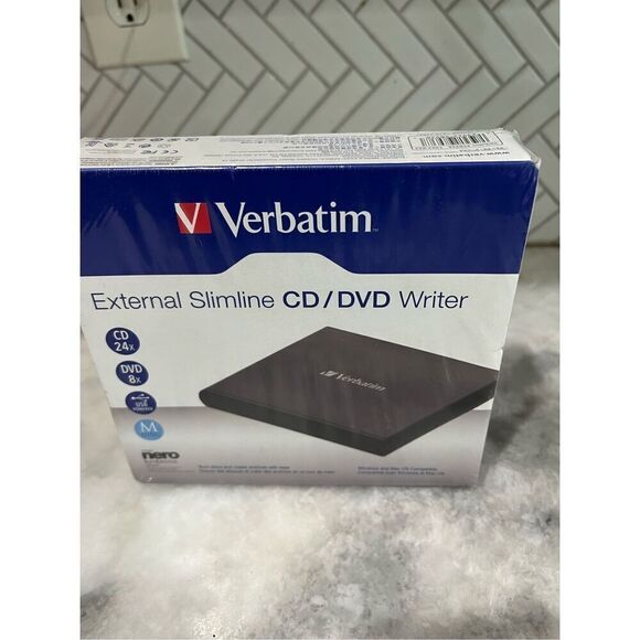 Verbatim External Slimline CD/DVD Writer. NEW In Original Package Sealed.